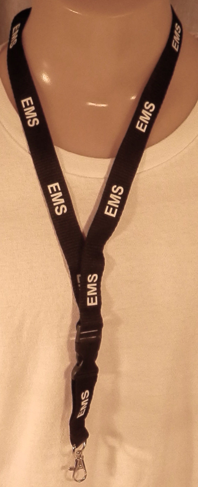 EMS Lanyard Neck ID/Card Key Holder black/white